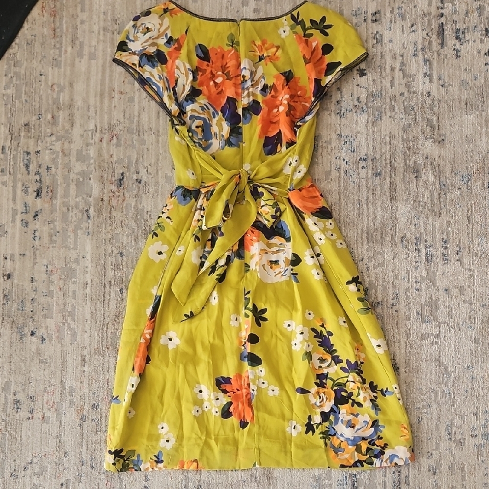 Anthropologie Orange Sundress with Flutter Sleeves and V-Neck - Picture 5 of 8
